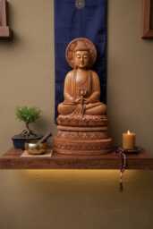 Hand Carved Wooden Buddha Statue, God Of Enlightenment, 17 Inch - thumbnail 1