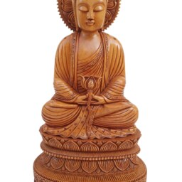 Hand Carved Wooden Buddha Statue, God Of Enlightenment, 17 Inch - thumbnail 2