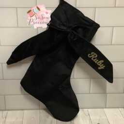 Personalised Velvet Christmas Stocking With Bow, Choice Of Colour - thumbnail 2