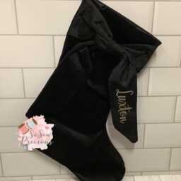 Personalised Velvet Christmas Stocking With Bow, Choice Of Colour