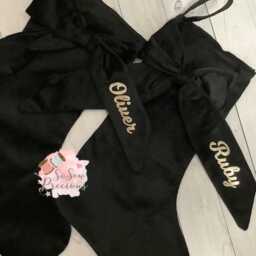 Personalised Velvet Christmas Stocking With Bow, Choice Of Colour - thumbnail 3