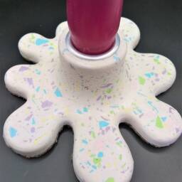 Pair Of Large Modern Terrazzo Candle Holders in A Choice Colours - thumbnail 3