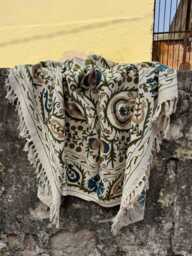 Lightweight Suzani Cotton Throw Blanket - Bohemian Floral Sofa Accent - thumbnail 1