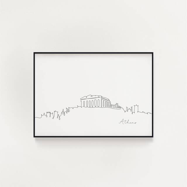 Athens Skyline Print, Line Art, Poster, Minimalist Wall City Skyscraper Fine Art Nordic Home Decor, Landmark - image 1