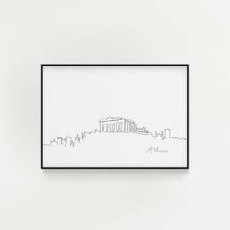 Athens Skyline Print, Line Art, Poster, Minimalist Wall City Skyscraper Fine Art Nordic Home Decor, Landmark - thumbnail 1