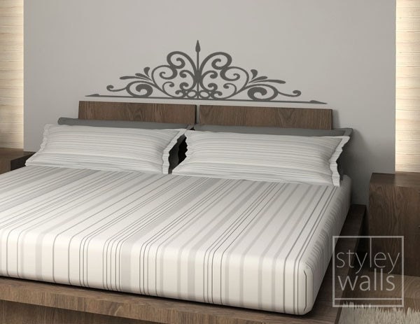 Swirly Bed Headboard Wall Decal For Bedroom Decor, Swirling Vinyl Decal, Sticker, Room Decor - image 1