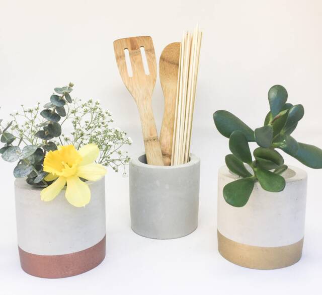 Concrete Planter Round, Succulent Planter, Geometric Plant Pot, Decorative Concrete, Handmade Pencil Holder - image 1