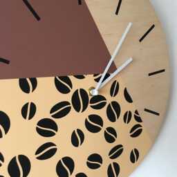 Coffee Bean Wall Clock Brown Beige Wooden Kitchen Decor - 13.5 Inch - thumbnail 4