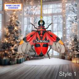 Custom Name Dry Pressing Pyrrhocoris Personalized Ornament, Christmas Tree Hanging Decor, 2D Flat Acrylic Ornament Holiday Gift - thumbnail 2