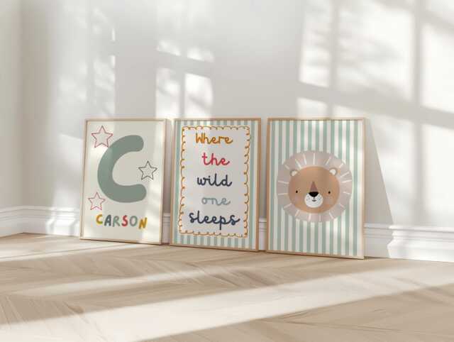 "Childrens Personalised Safari Print Set ""Where The Wild One Sleeps" - image 1