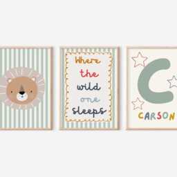 "Childrens Personalised Safari Print Set ""Where The Wild One Sleeps" - thumbnail 2
