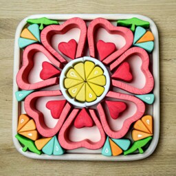 Montessori Waldorf Stacker Toy - Handmade Lemon, Lime & Tangerine Wooden Fruit Set - thumbnail 4