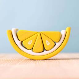 Montessori Waldorf Stacker Toy - Handmade Lemon, Lime & Tangerine Wooden Fruit Set - thumbnail 2