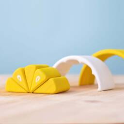 Montessori Waldorf Stacker Toy - Handmade Lemon, Lime & Tangerine Wooden Fruit Set - thumbnail 3