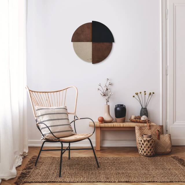 Kumiko, Geometric Wood Wall Art, Modern 3D Decor, Housewarming Gift, Dark Rustic Minimalist Handmade Art - image 1