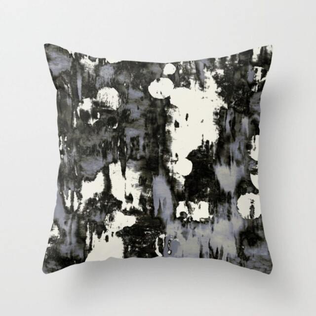 Abstract Throw Pillow. 18x18 Pillow Case. Black Beige Bohemian Sofa Modern Cushion. Decorative - image 1