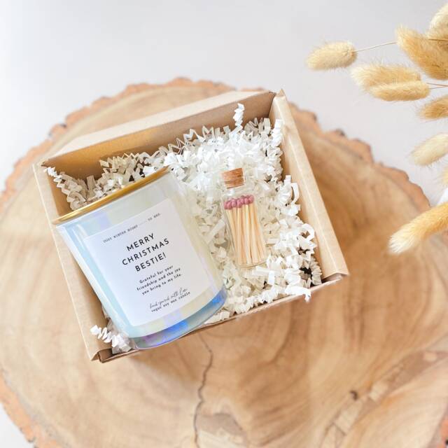 Merry Christmas Bestie Scented Candle With Metal Lid & Matches Jar Gift For Friend Luxurious Xmas Present Best Friends - image 1