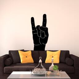 Rock On Hand Sign Silhouette - Wall Decal Custom Vinyl Art Stickers - thumbnail 3