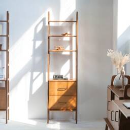 Modular Plywood Wall Shelving Scandinavian Mid-Century Bookcase - thumbnail 2
