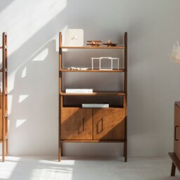 Modular Plywood Wall Shelving Scandinavian Mid-Century Bookcase - thumbnail 3
