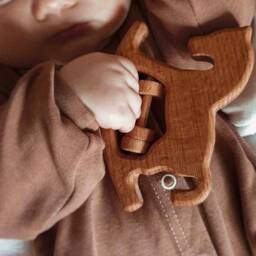 The First Rattle For The Newborn From Natural Materials - Montessori Wooden Horse Gift Baby Shower- Pregnancy - thumbnail 2