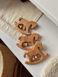 The First Rattle For The Newborn From Natural Materials - Montessori Wooden Horse Gift Baby Shower- Pregnancy