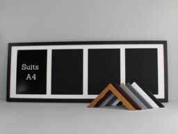 Multi Aperture Photo Frame. Holds Four A4 Sized Images/Certificates.35x100.portrait Or Landscape. Wooden Collage - 30 - thumbnail 1