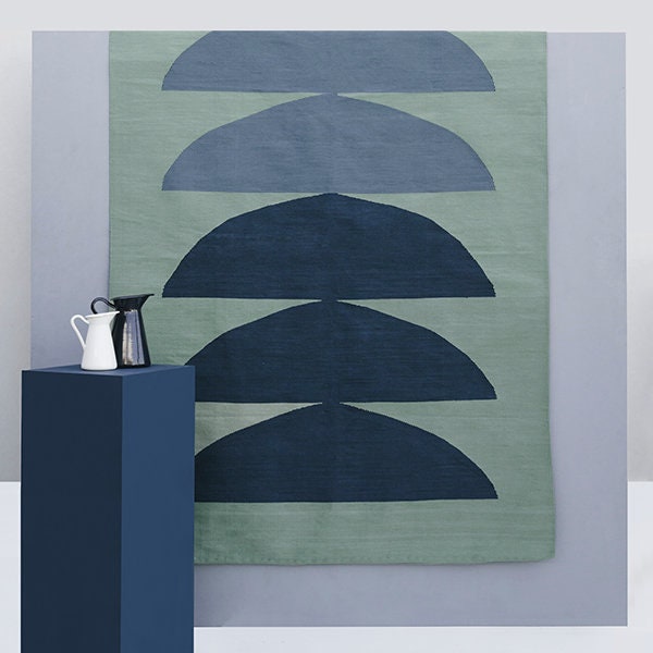 Mint Green Kilim Area Rug Runner - Flatwoven Living Room Bedroom Aesthetic Rugs 2x3 3x5 5x8 6x9 8x10 Soft Cotton Trendy Modern Pattern - image 1