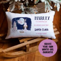 Personalised Christmas Eve Pillow Case For Girls, Choose Your Own Winter Girl Character, Box Filler, Girls Bedding - thumbnail 2