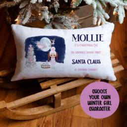 Personalised Christmas Eve Pillow Case For Girls, Choose Your Own Winter Girl Character, Box Filler, Girls Bedding - thumbnail 3