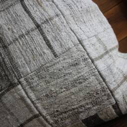 50cm - 20Inch Vintage Kilim Patchwork Cushion Cover Handwoven - Modern Assembly White Cream Grey Checks - thumbnail 3