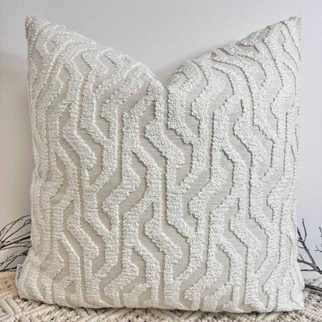 Luxury Ivory Patterend Boucle Scatter Cushion - Handcrafted Textured Pillow For Sofa Cavalli Design Style 106 - image 1