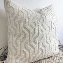 Luxury Ivory Patterend Boucle Scatter Cushion - Handcrafted Textured Pillow For Sofa Cavalli Design Style 106 - thumbnail 3