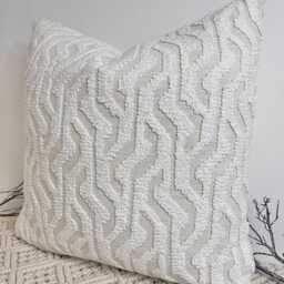 Luxury Ivory Patterend Boucle Scatter Cushion - Handcrafted Textured Pillow For Sofa Cavalli Design Style 106 - thumbnail 2