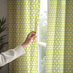 Green Geometric Curtains, Modern Abstract Pattern Custom Made Drapes, Eyelet Or Rod Pocket Panels - thumbnail 4