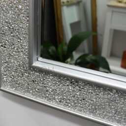 Large Crackle Glass Mosaic Framed Wall Mirror Silver Frame Handmade 120x80cm Sparkly Modern Home Interior - thumbnail 4
