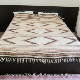 King/Queen Size Wool Blanket Orange Coverlet, Sofa Throw - thumbnail 2
