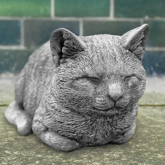 Concrete Cat Sculpture Outdoor Sleeping Kitten Statue For Yard Stone Pet Memorial Ornament Garden Cat Figurine Decoration Kitty Statue - image 1