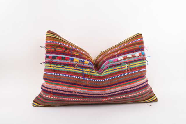 Handmade Turkish Kilim Pillow Cover Vintage Wool, 16x24 - image 1