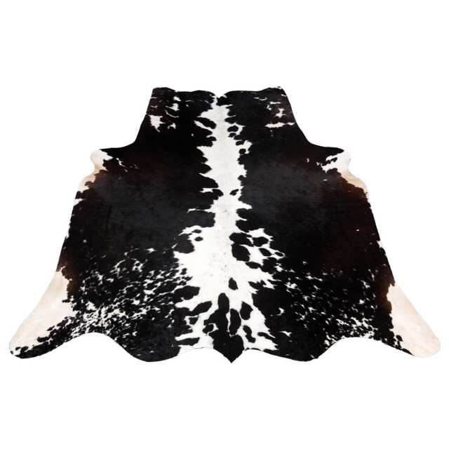 Medium Premium Dark Brown & White Cowhide Rug - Luxurious Hair-On Leather Accent - image 1