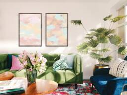 Pastel Colourful Watercolor Print Set Of 2 Wall Art Print, Contemporary Abstract, Living Room Prints , Colourfu Poster, Fast Delivery A2 - thumbnail 1