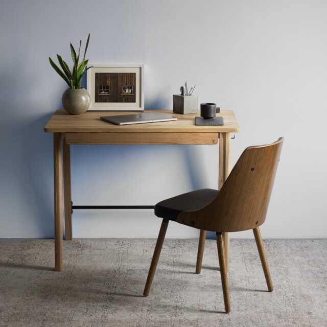 Office Desk Yotsa With Wide Drawer Wooden Scandinavian Table Executive Oak Computer Unique Solid Wood Mid Century Modern - image 1