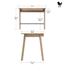 Office Desk Yotsa With Wide Drawer Wooden Scandinavian Table Executive Oak Computer Unique Solid Wood Mid Century Modern - thumbnail 4