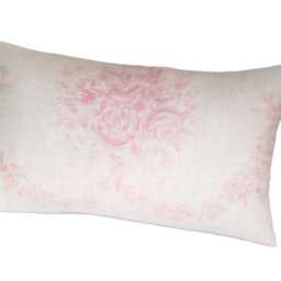 Kate Forman Sophia Cushion Cover - UK Designer Pink Linen Soft, Romantic, Faded Cabbage Roses Floral Lumbar Pillow 20 X 12, 18 10 - thumbnail 2