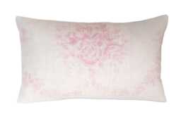 Kate Forman Sophia Cushion Cover - UK Designer Pink Linen Soft, Romantic, Faded Cabbage Roses Floral Lumbar Pillow 20 X 12, 18 10 - thumbnail 1