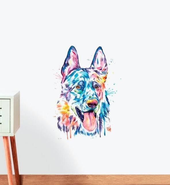 Black German Shepherd Wall Sticker Decal - Illustration Stickers, Animals Decals, Home Decor, Illustrations