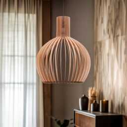 Scandinavian Design - Wood Pendant Light Modern Handmade Lamp Ceiling Chandelier Lighting Lampshade Shade - thumbnail 3