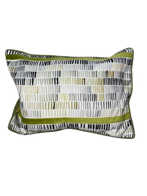 Malini Abstract Olive Rectangle Cushion, Art Deco Pillow - 35x50cm - image 1