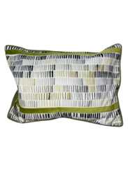 Malini Abstract Olive Rectangle Cushion, Art Deco Pillow - 35x50cm - thumbnail 1
