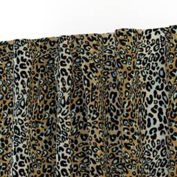 Animal Print Curtain Panel - Wild Safari Cheetah Leopard Girly Exotic Custom Leopard_Camel-Aqua-Black By Cinneworthington - thumbnail 3